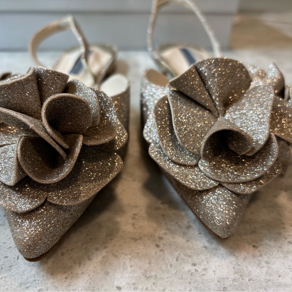 Sophia Webster New Jumbo Lilico Flat Sandals Size 39.5 Champagne Glitter color - Picture 6 of 8
